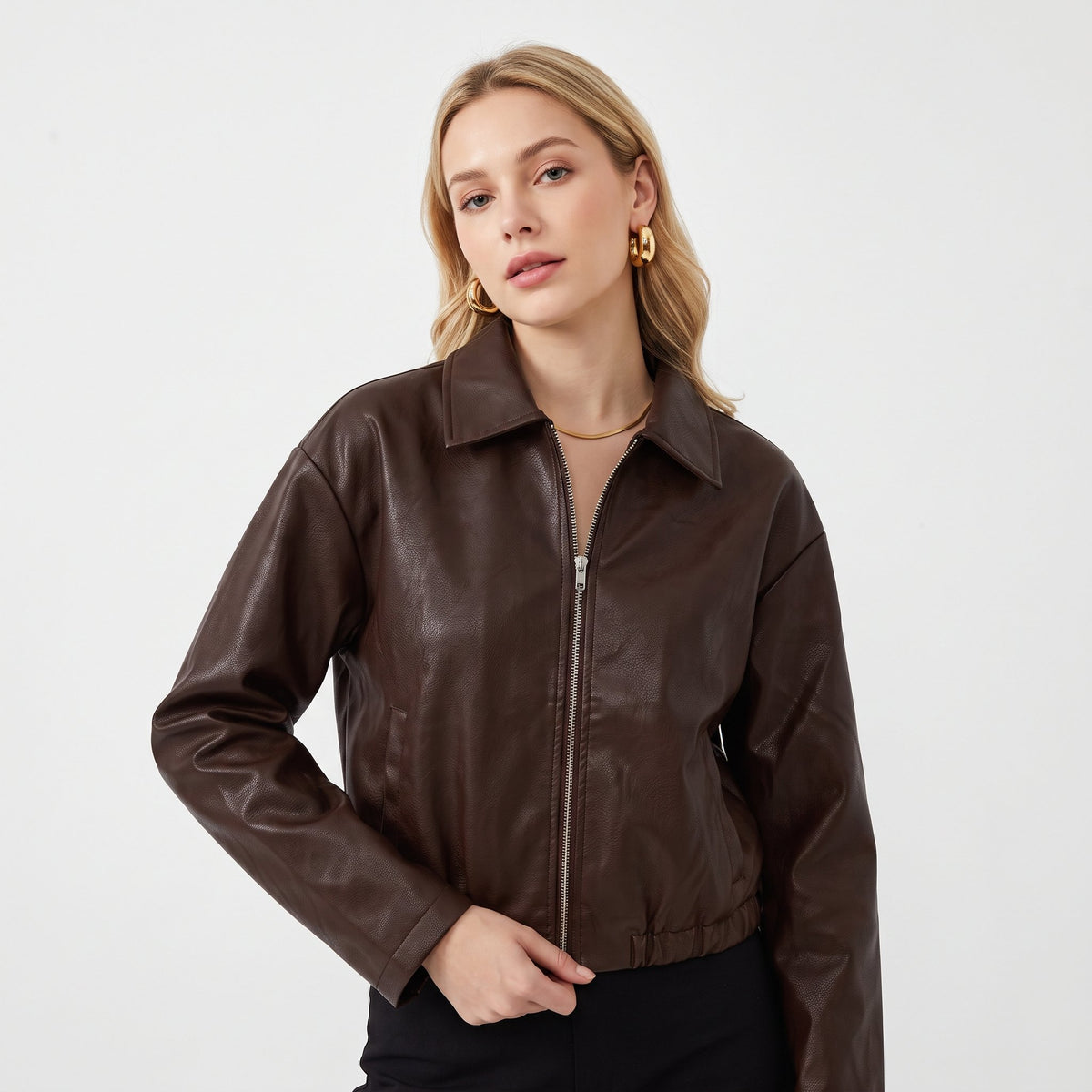 Bomber Jacket Casual Everyday Outerwear - Black