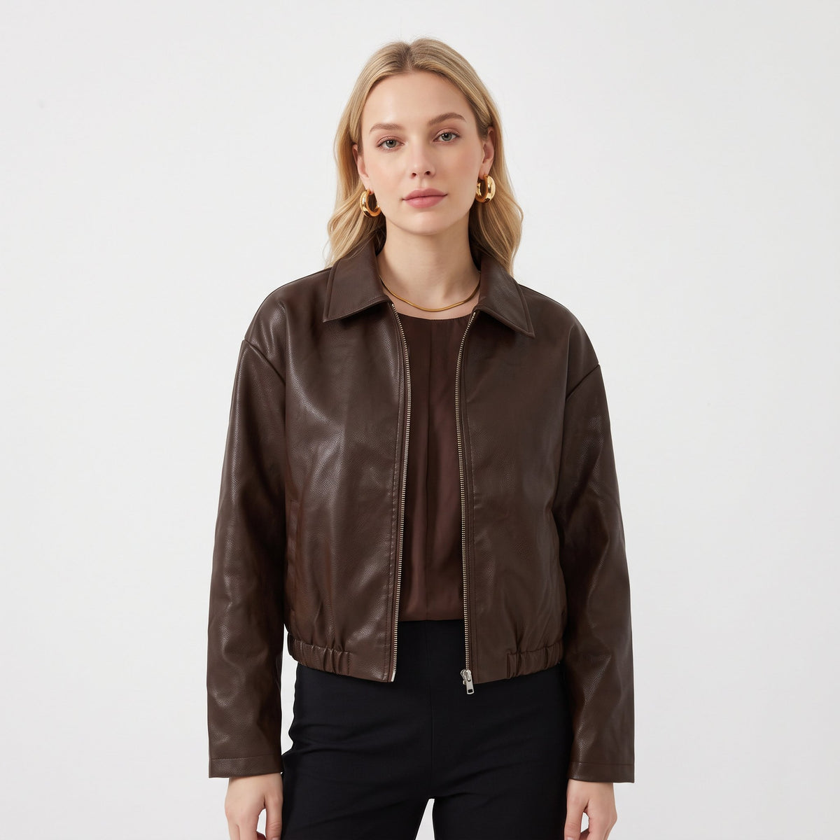 Bomber Jacket Casual Everyday Outerwear - Brown