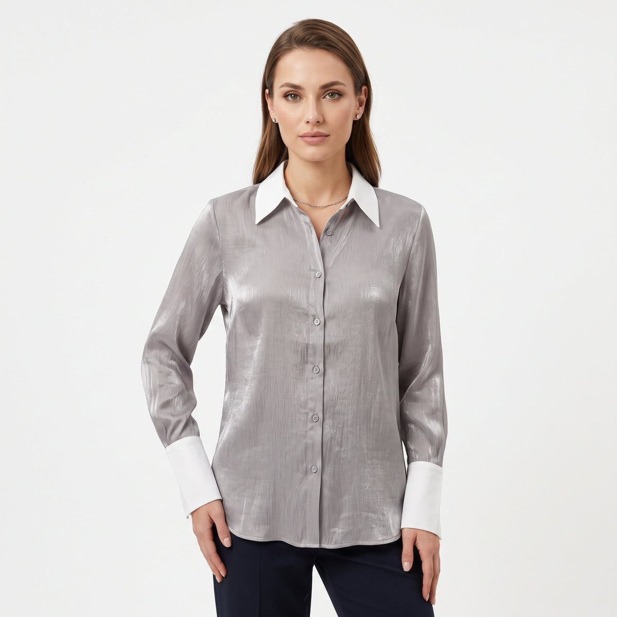 Shirt Casual Everyday Top - Gray