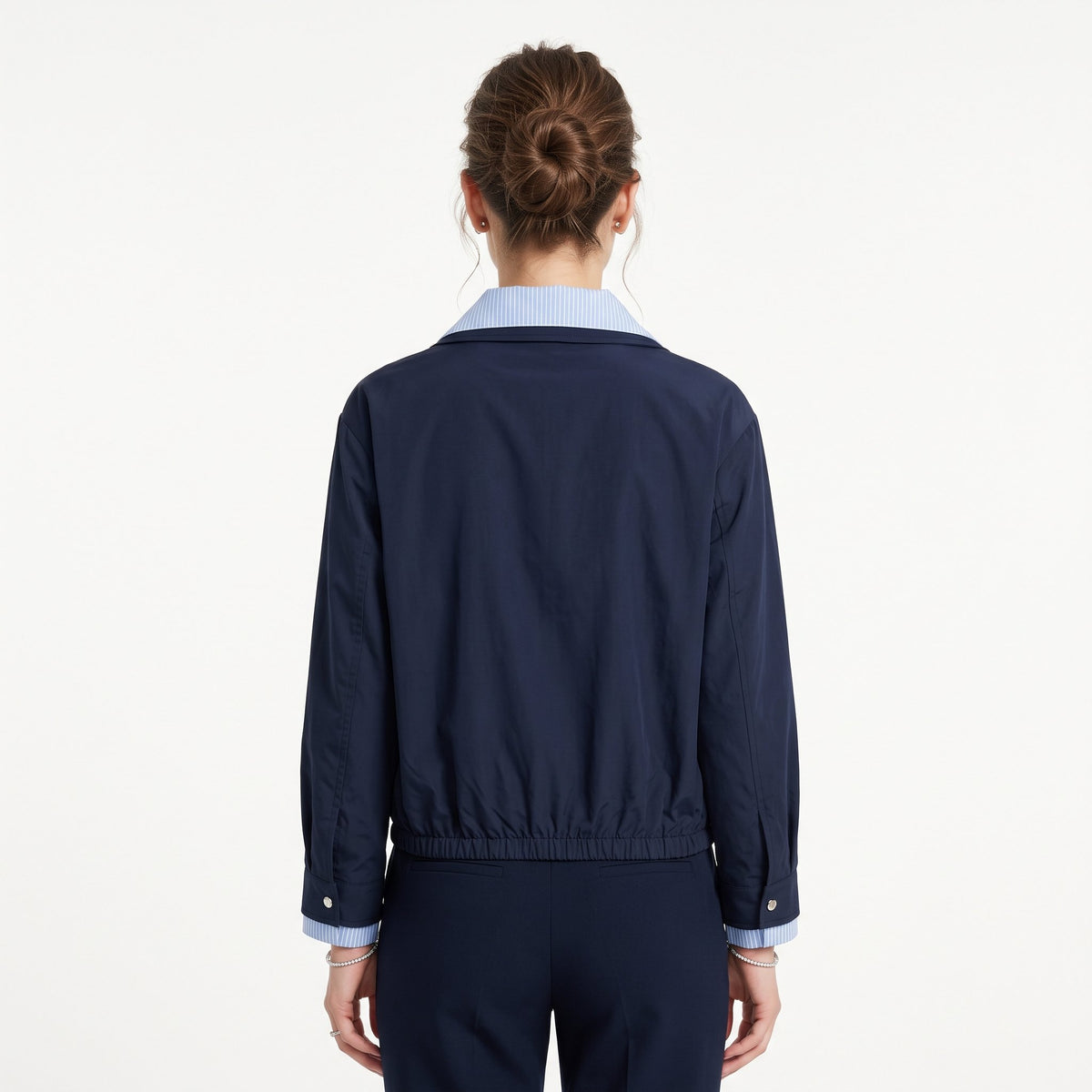 Bomber Jacket Casual Everyday Outerwear - Navy Blue