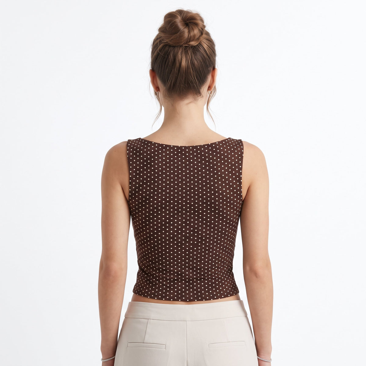 Tank Top Casual Sleeveless Top - Brown