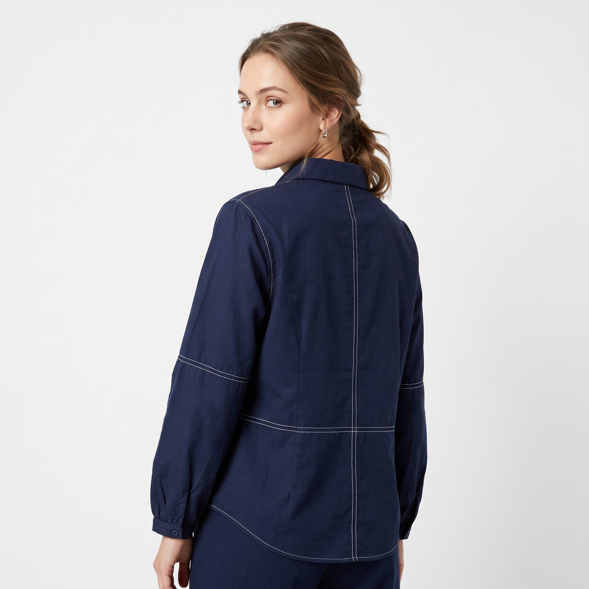 Shirt Casual Everyday Top - Navy Blue