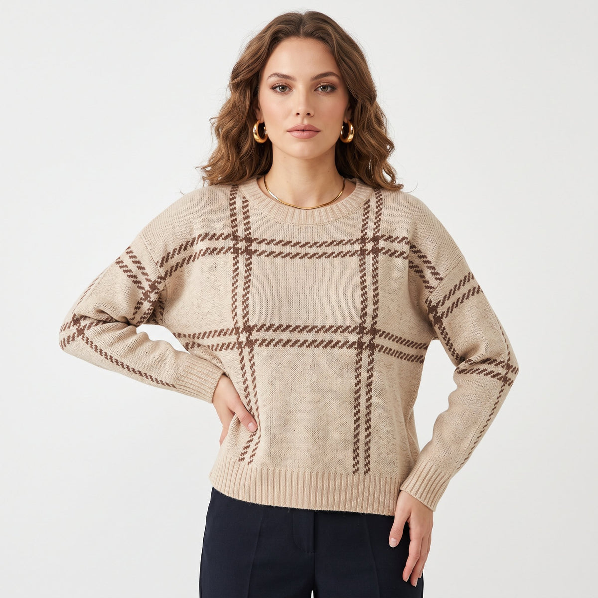 Sweater Cozy Knit Top For Layering - Beige