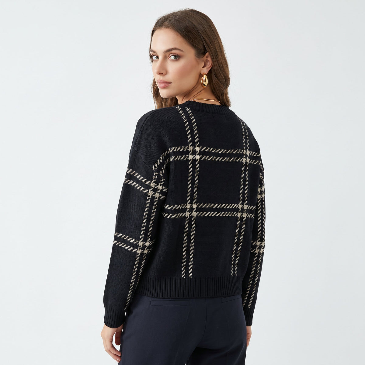 Sweater Cozy Knit Top For Layering - Black