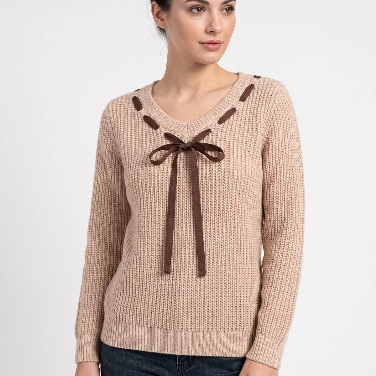 Sweater Cozy Knit Top For Layering - Beige
