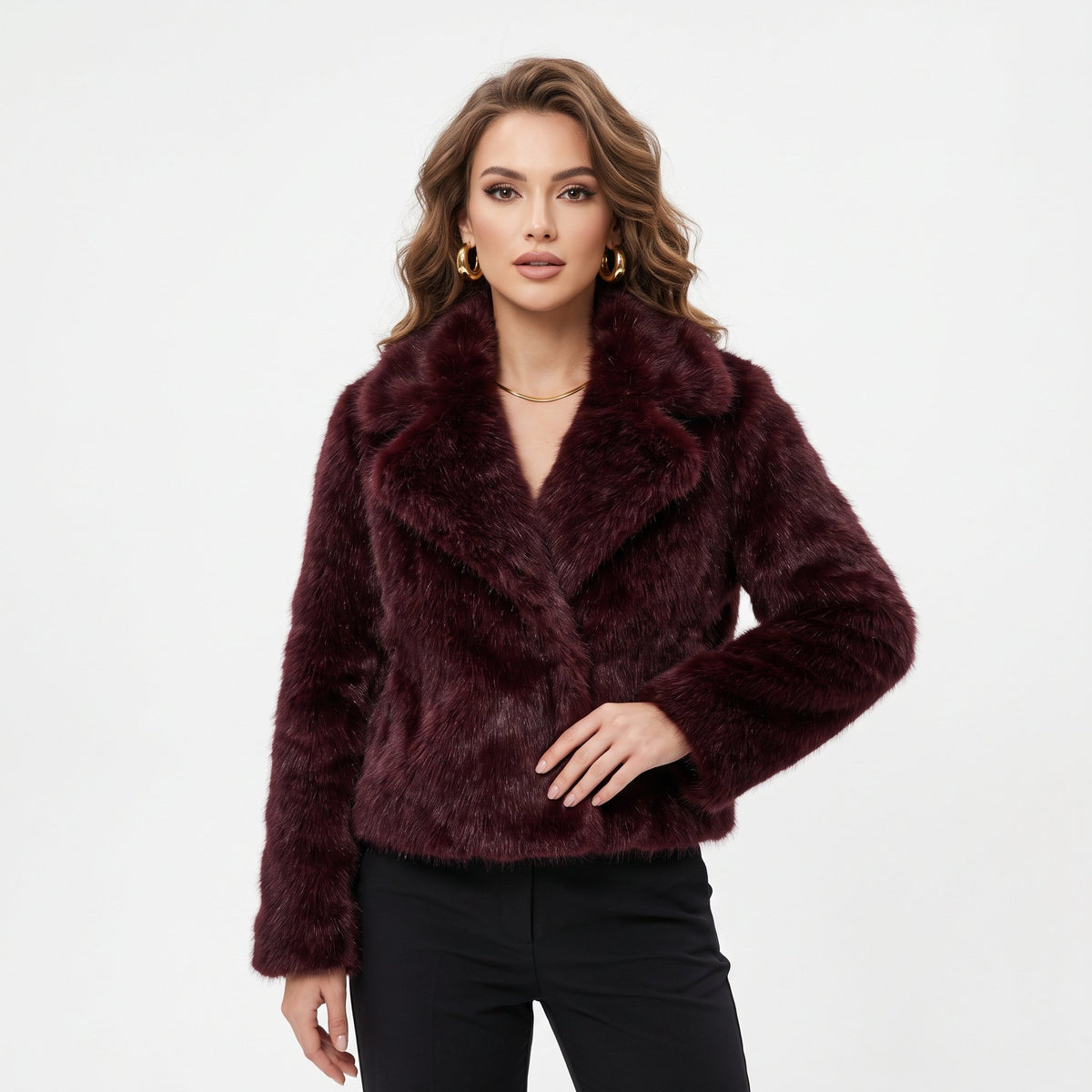 Overcoat Classic Cold-Weather Outerwear - Burgundy