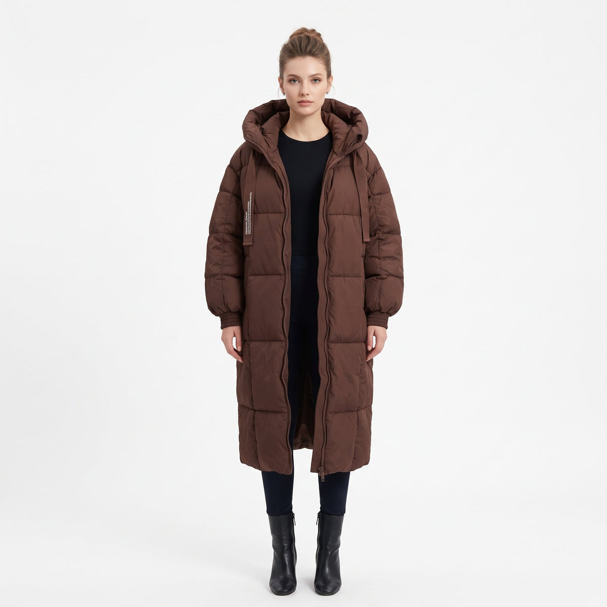 Puffer Jacket Warm Padded Winter Outerwear - Brown