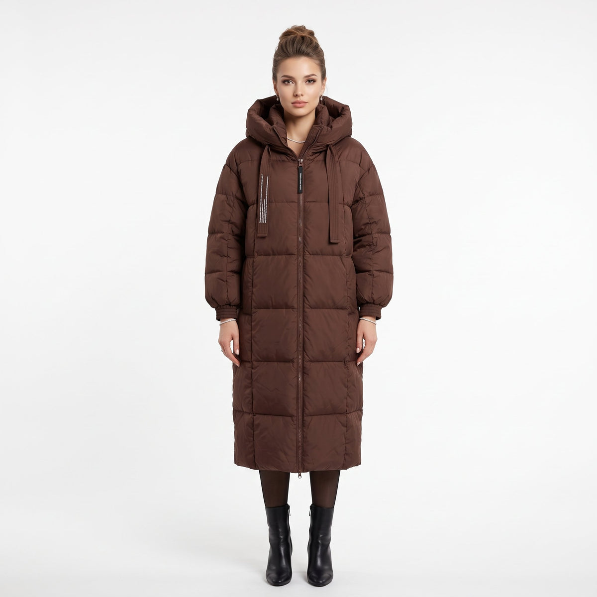 Puffer Jacket Warm Padded Winter Outerwear - Brown
