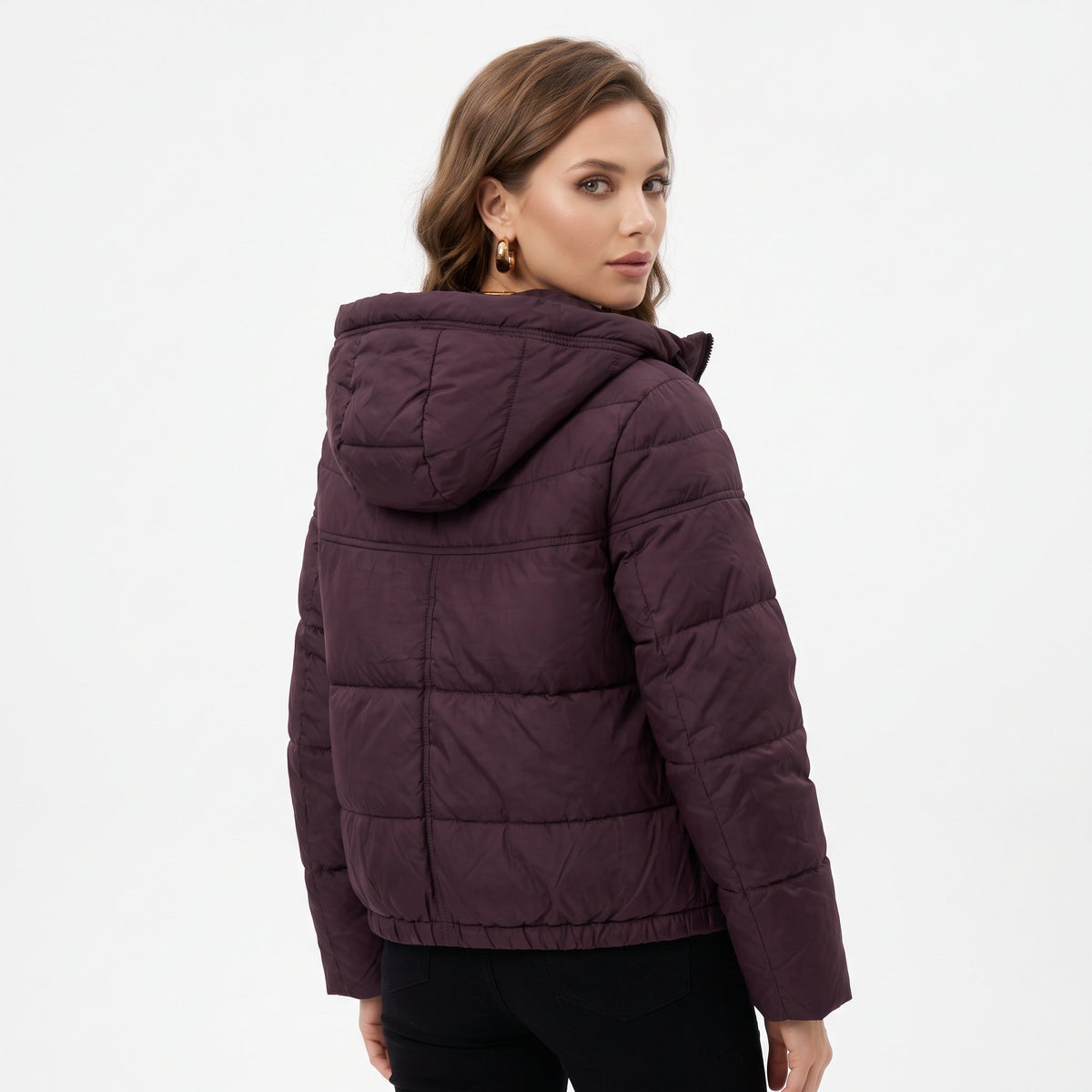 Puffer Jacket Warm Padded Winter Outerwear - Purple