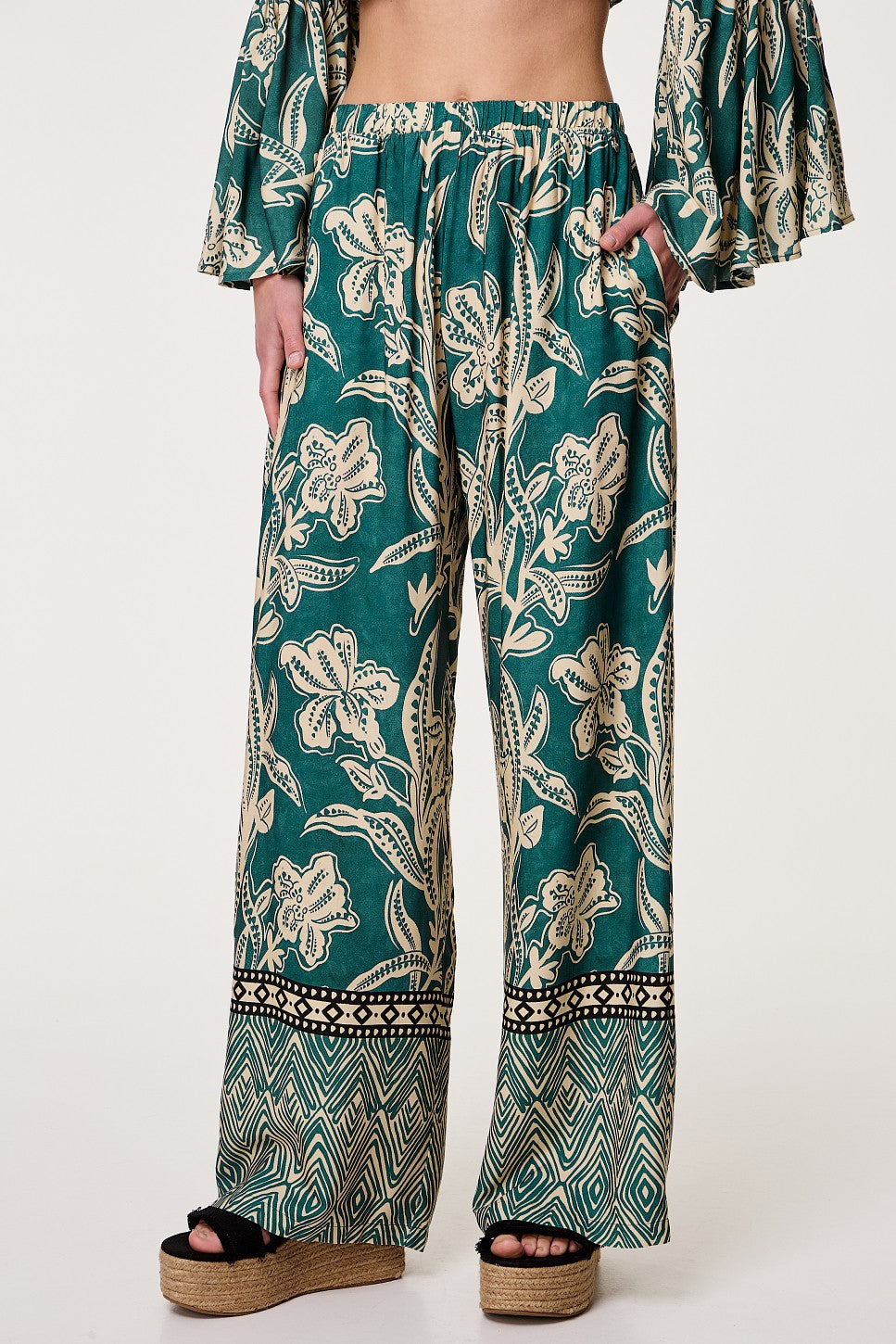 BSB Printed Wide-Leg Trousers