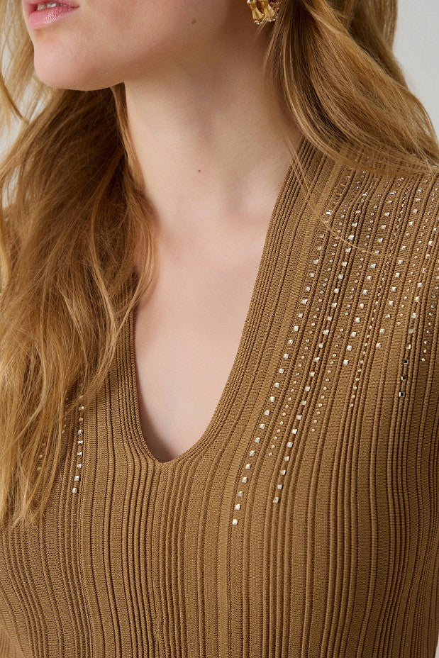 BSB Sleeveless ribbed top with rhinestones