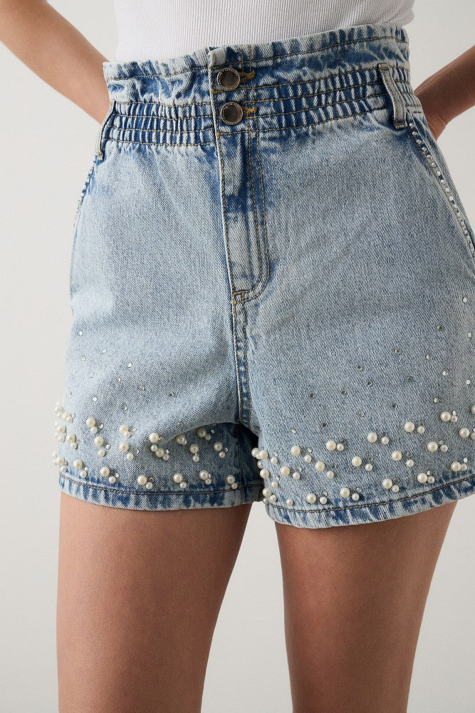 BSB Denim shorts with pearls