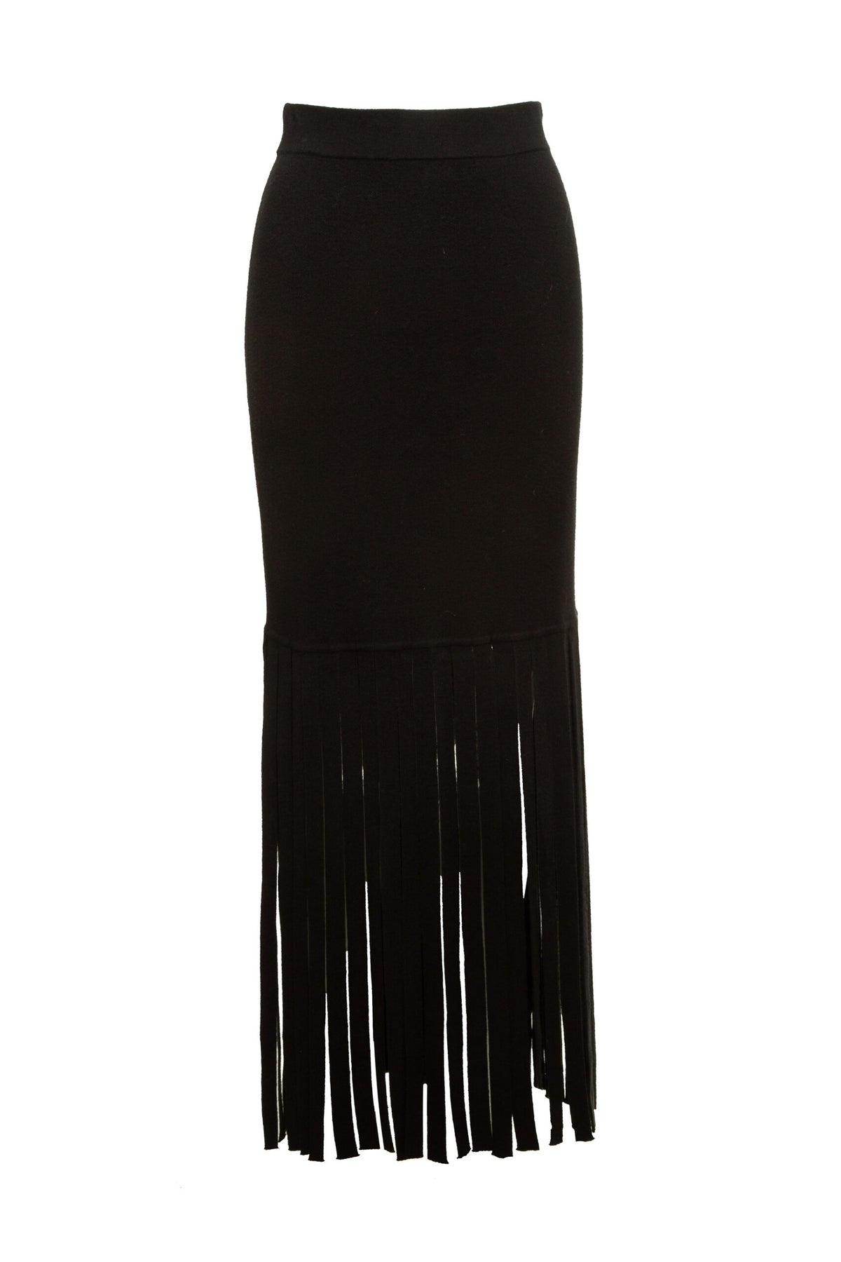 BSB Maxi knit skirt with fringes with elasticated waistband