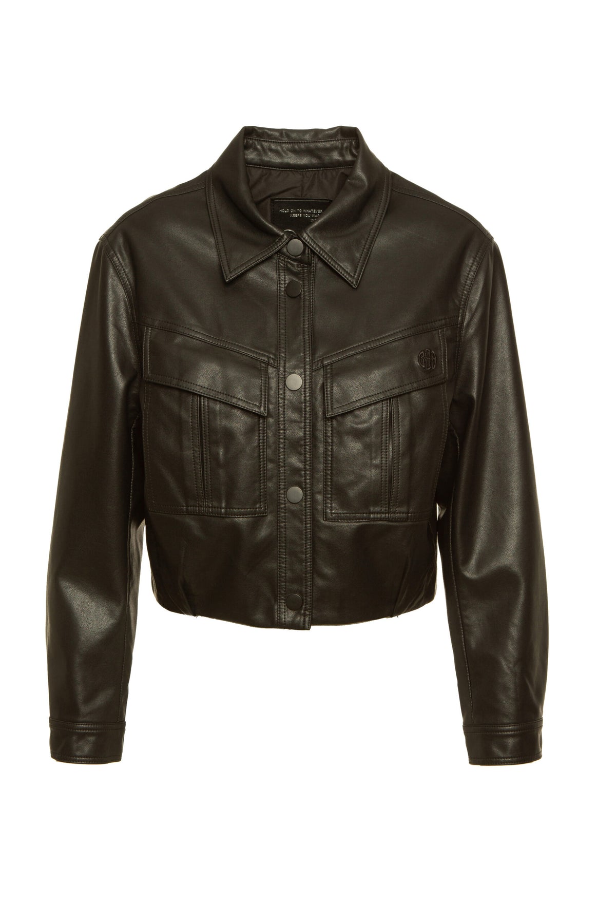 BSB Crop leather look jacket front button closure