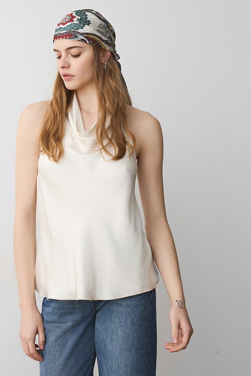 BSB Backless draped satin top