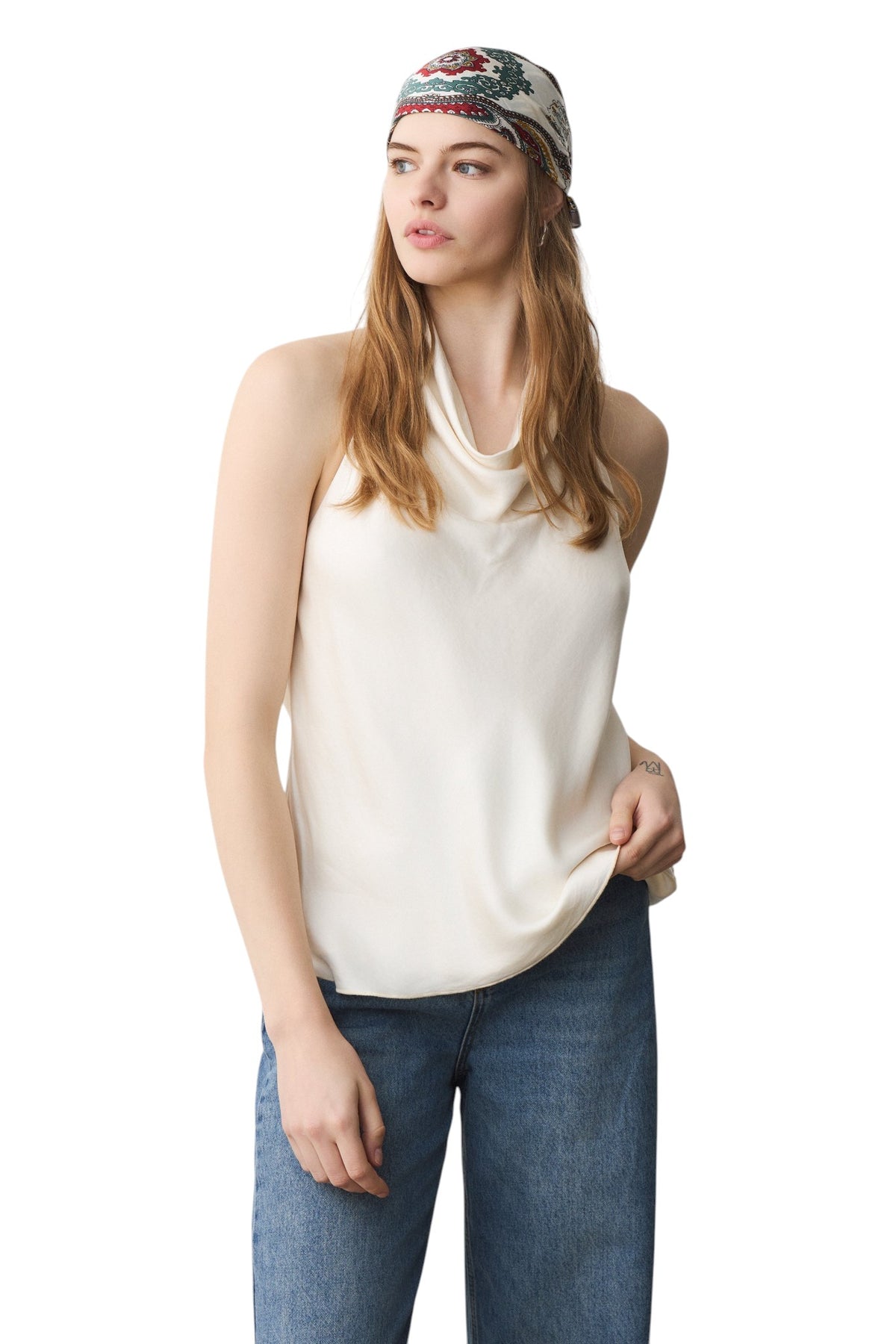 BSB Backless draped satin top