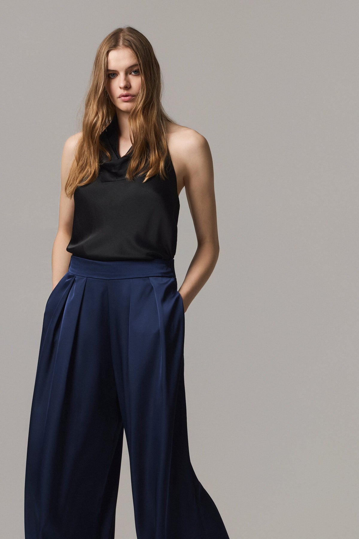 BSB Backless draped satin top