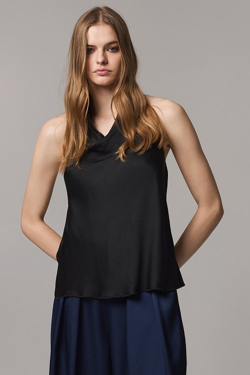 BSB Backless draped satin top