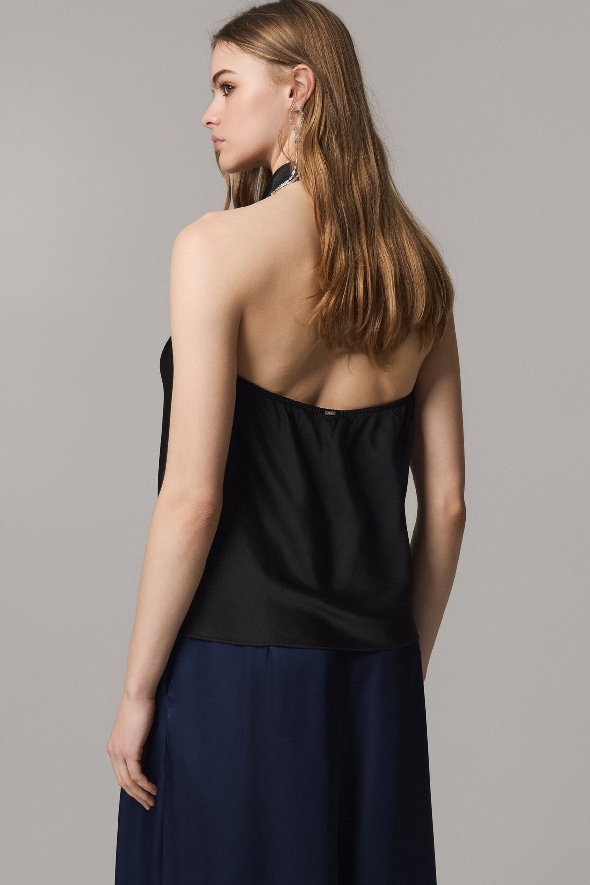 BSB Backless draped satin top