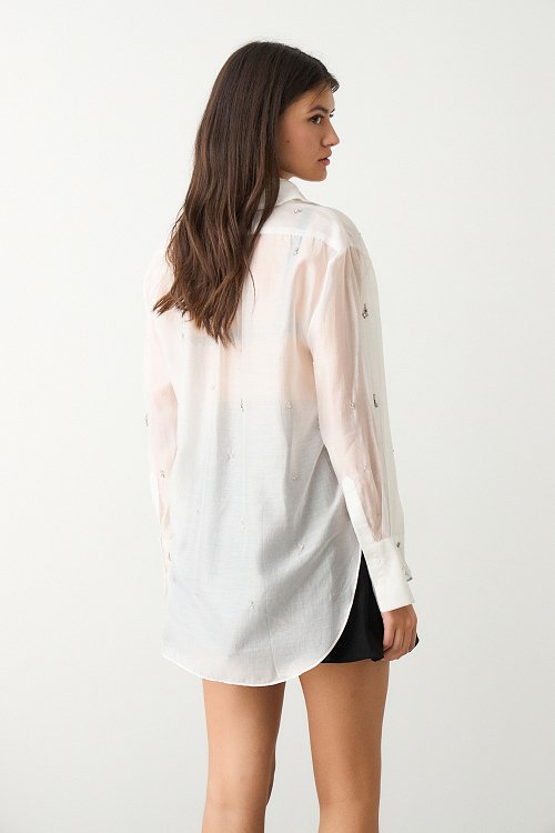 BSB Semi sheer shirt with rhinestones