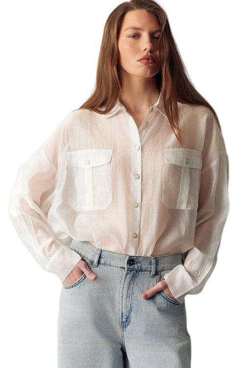 BSB Semi-sheer shirt with pockets