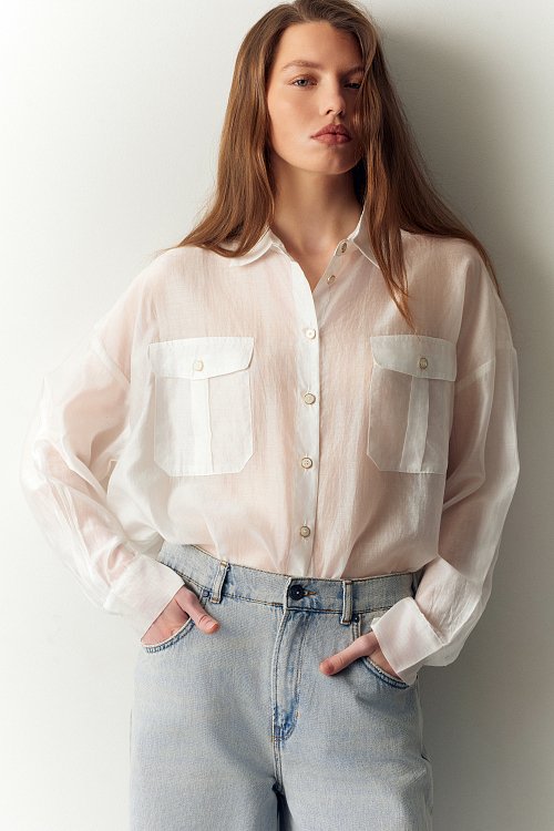 BSB Semi-sheer shirt with pockets