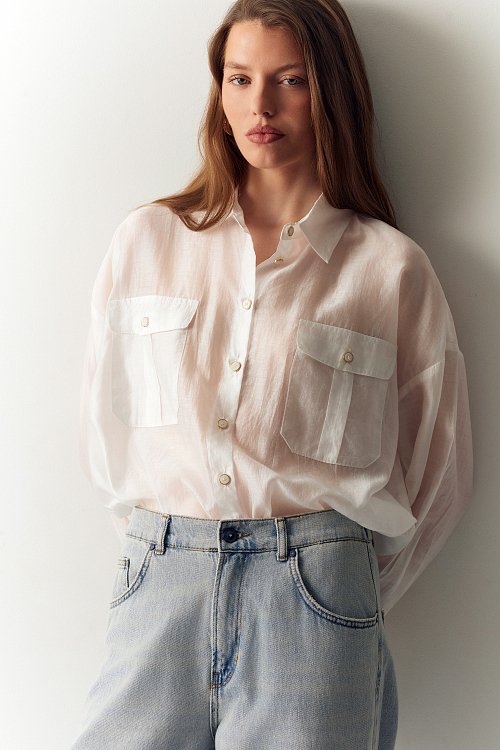 BSB Semi-sheer shirt with pockets