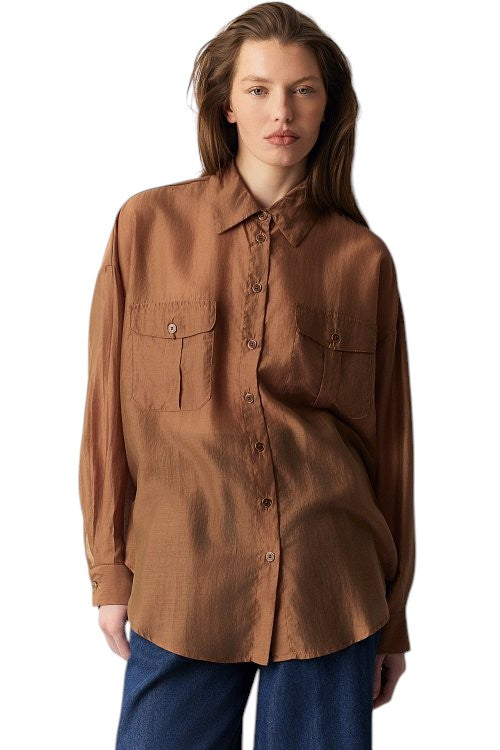BSB Semi-sheer shirt with pockets