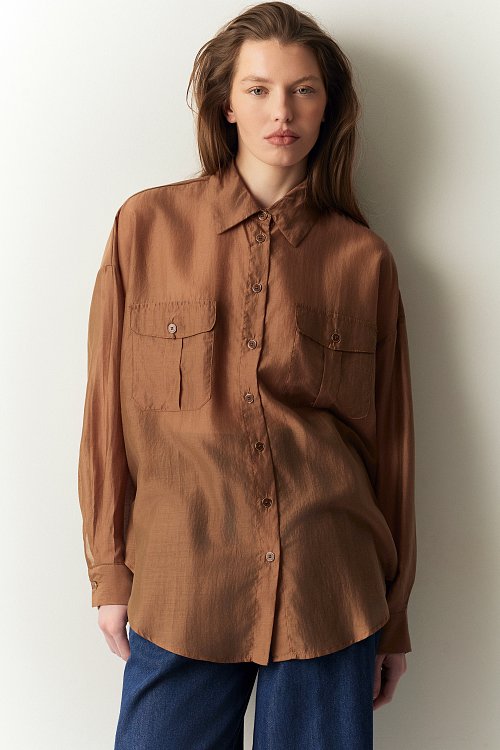 BSB Semi-sheer shirt with pockets