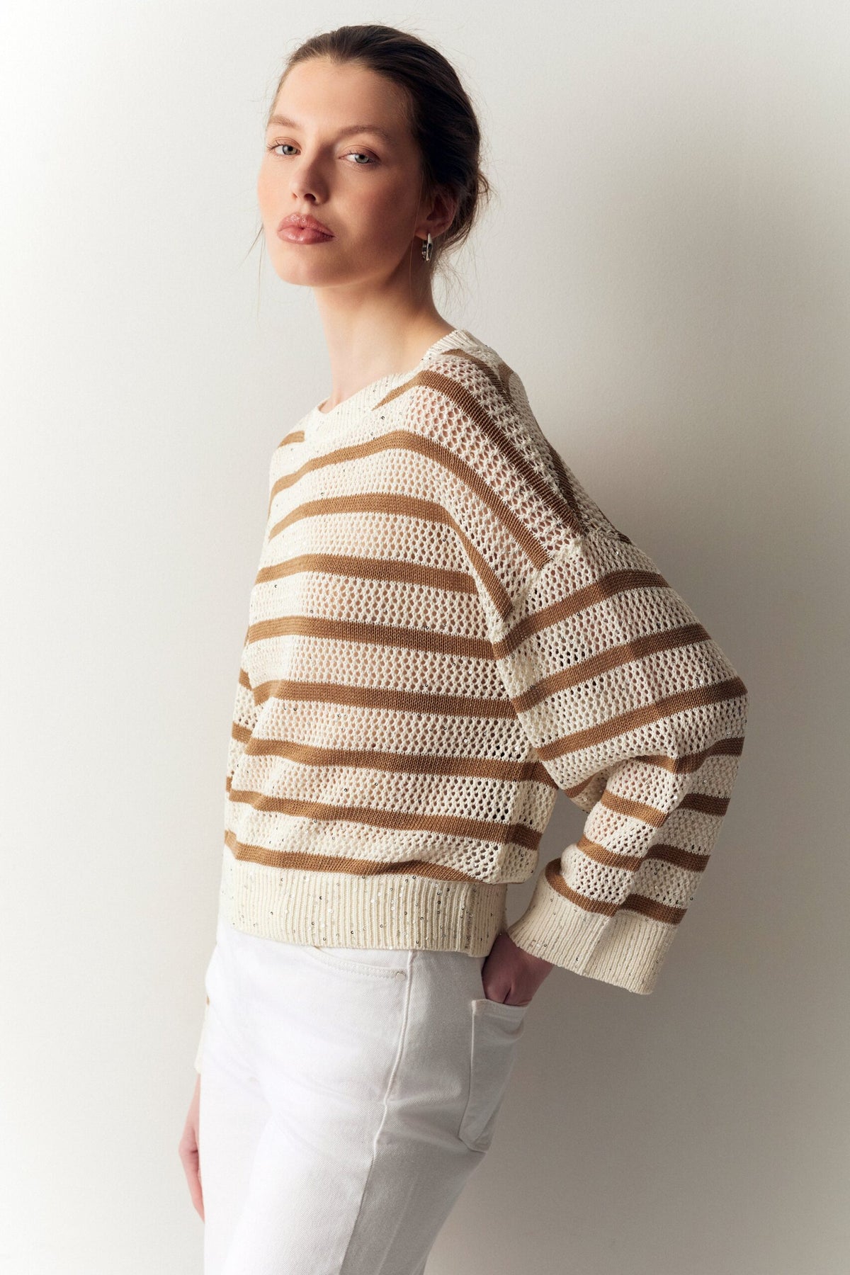 BSB Striped sweater with sequined details