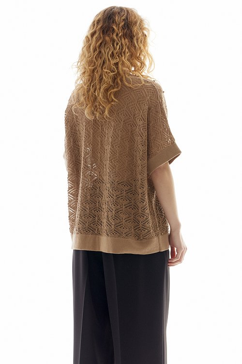 BSB Short sleeves sweater with cut works and rhinestones