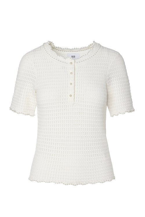 BSB Women's Textured Knit Short Sleeve Pullover