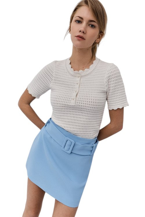 BSB Women's Textured Knit Short Sleeve Pullover