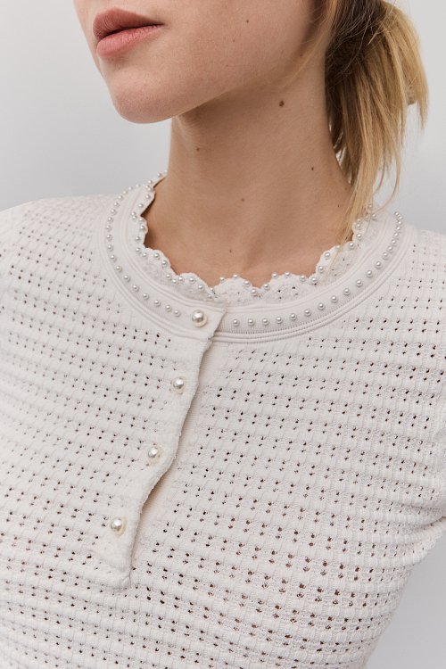 BSB Women's Textured Knit Short Sleeve Pullover