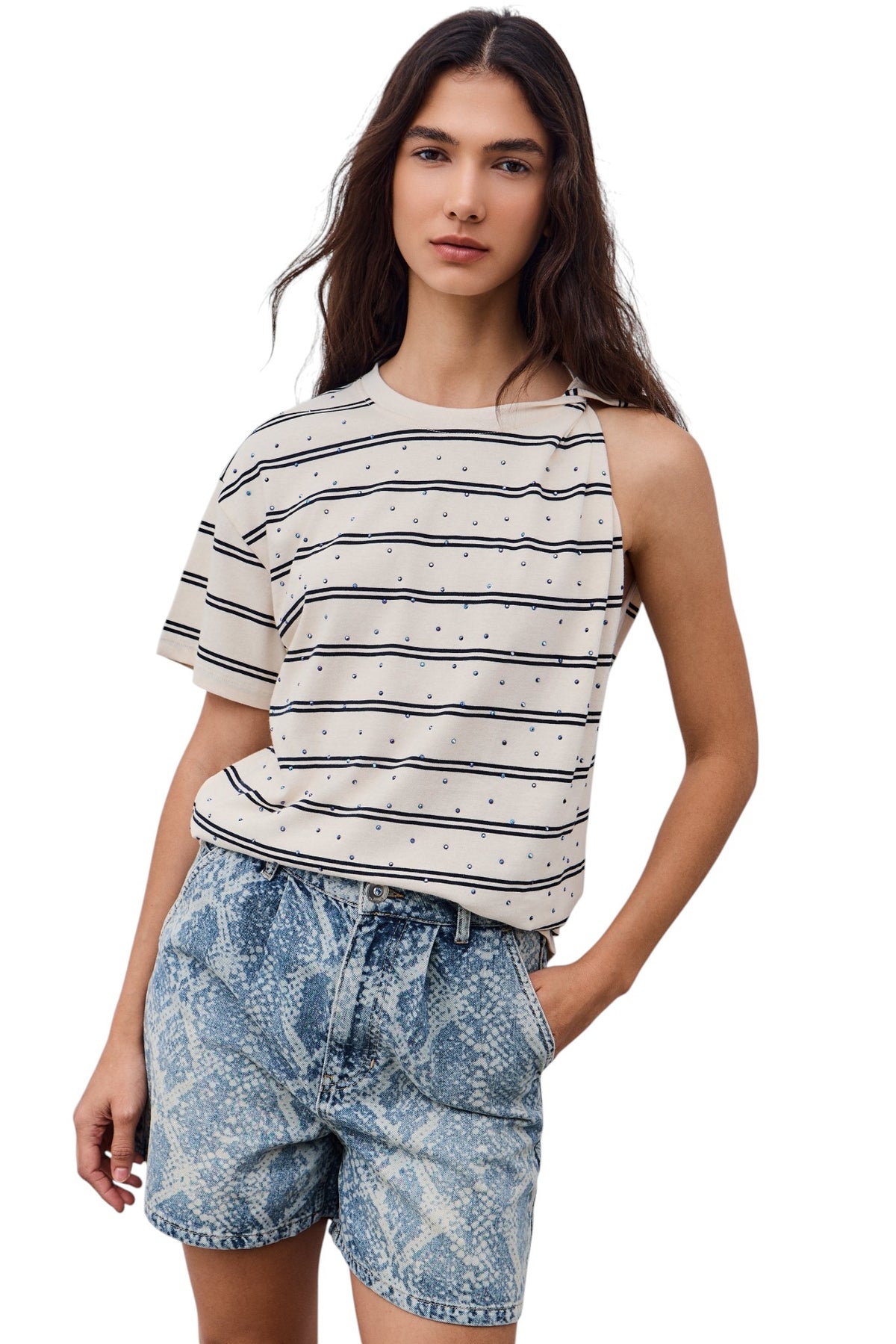 BSB Striped blouse with one sleeve