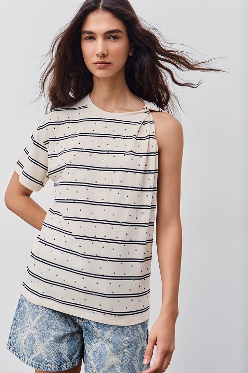 BSB Striped blouse with one sleeve