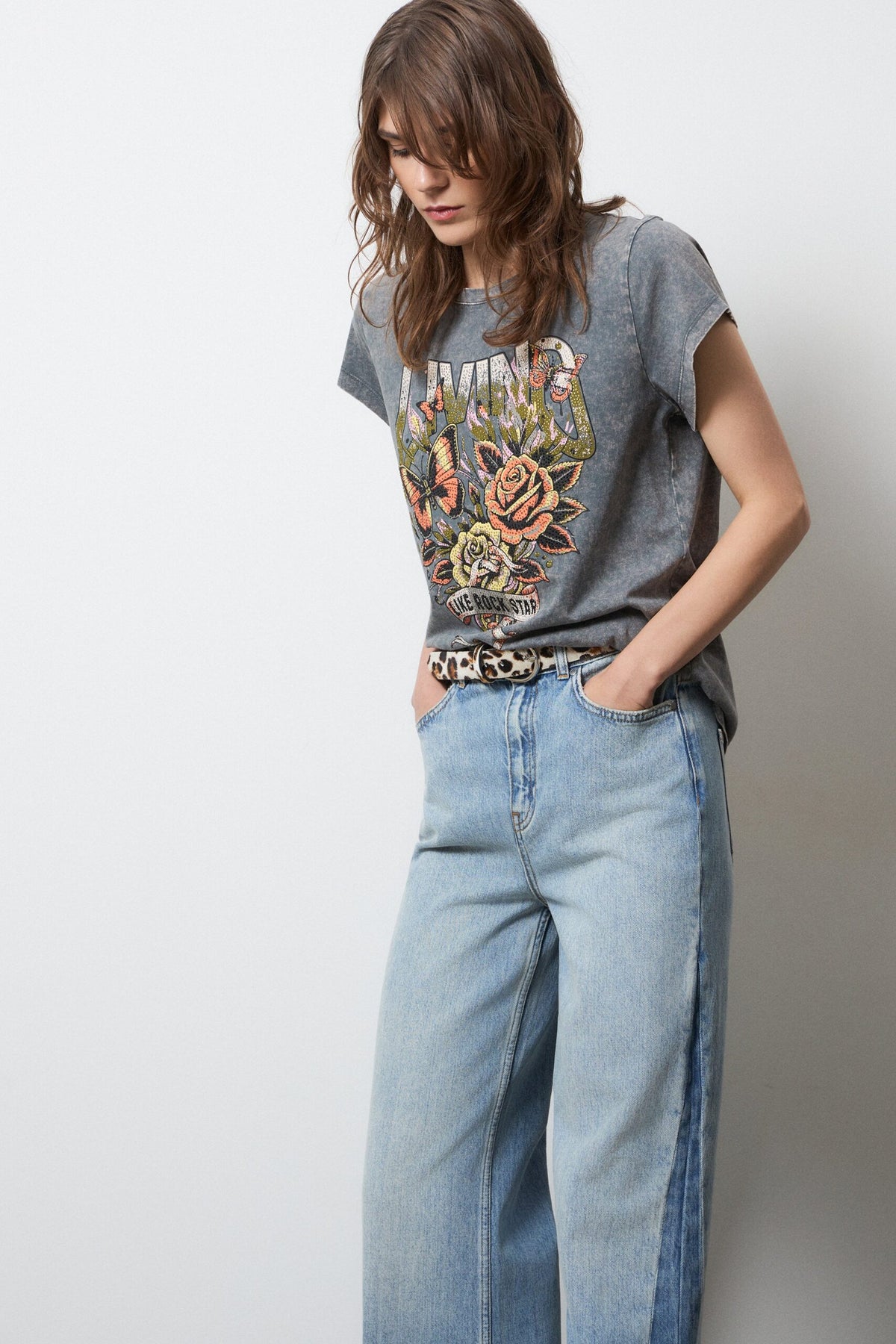 BSB T-shirt with print and rhinestones