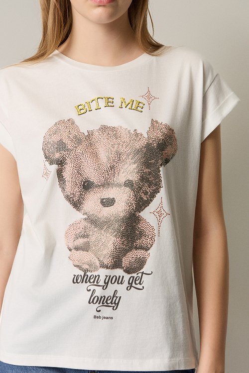 BSB T-shirt with print and rhinestones
