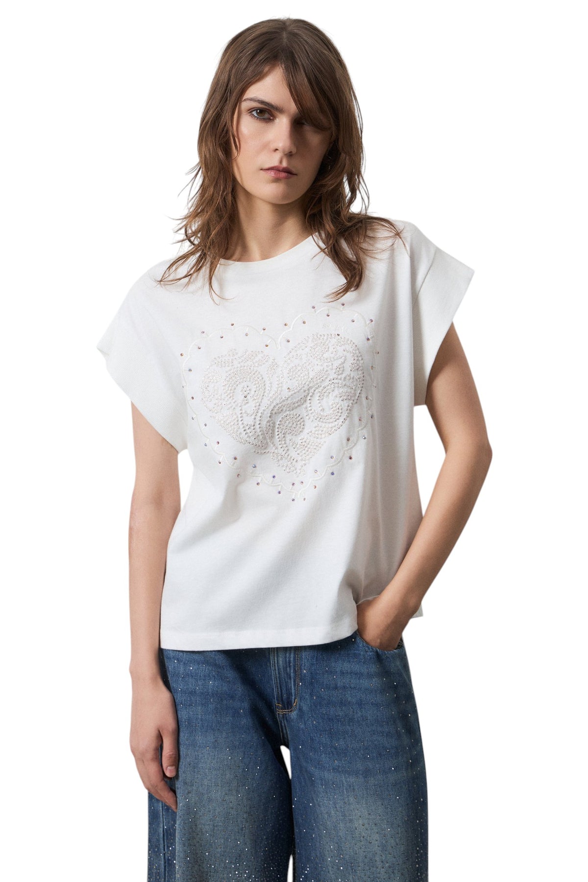 BSB Embroidered blouse with short sleeves