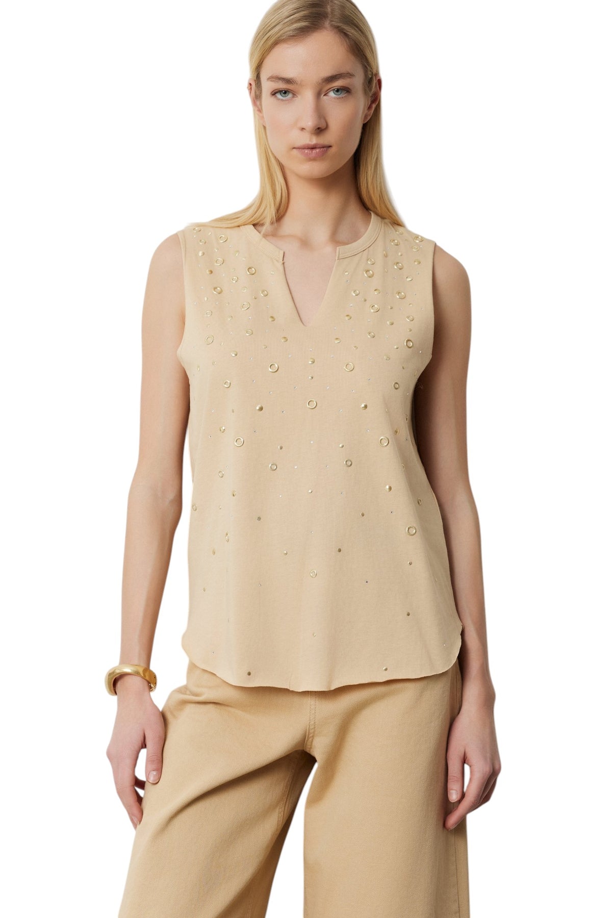 BSB Sleeveless V top with rhinestones