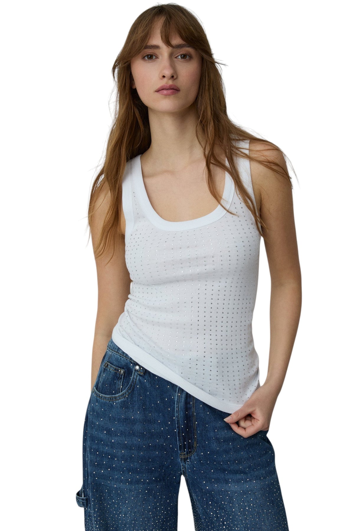 BSB Basic rib top with rhinestones
