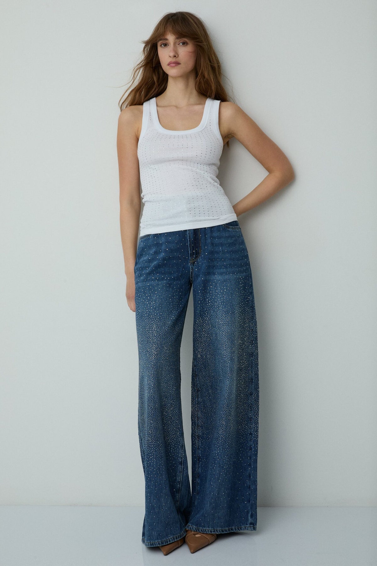 BSB Basic rib top with rhinestones