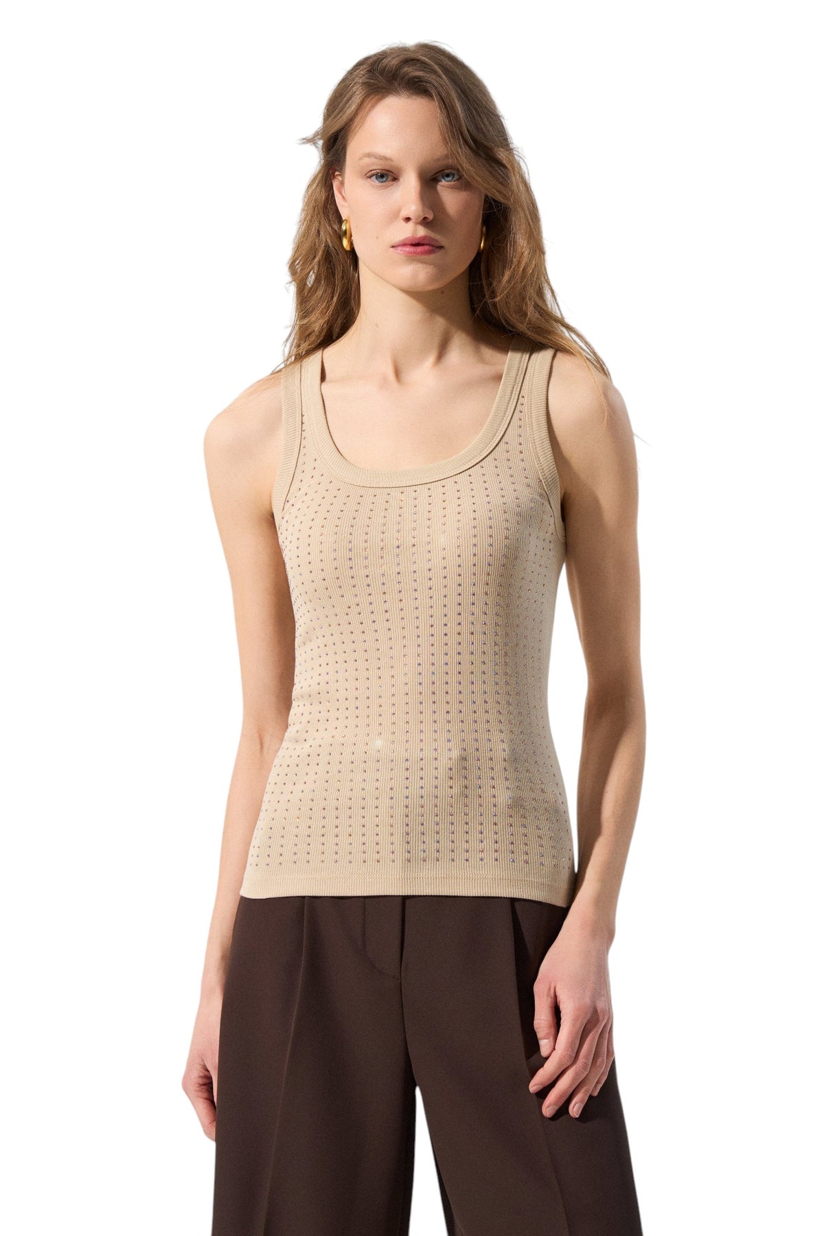 BSB Basic rib top with rhinestones