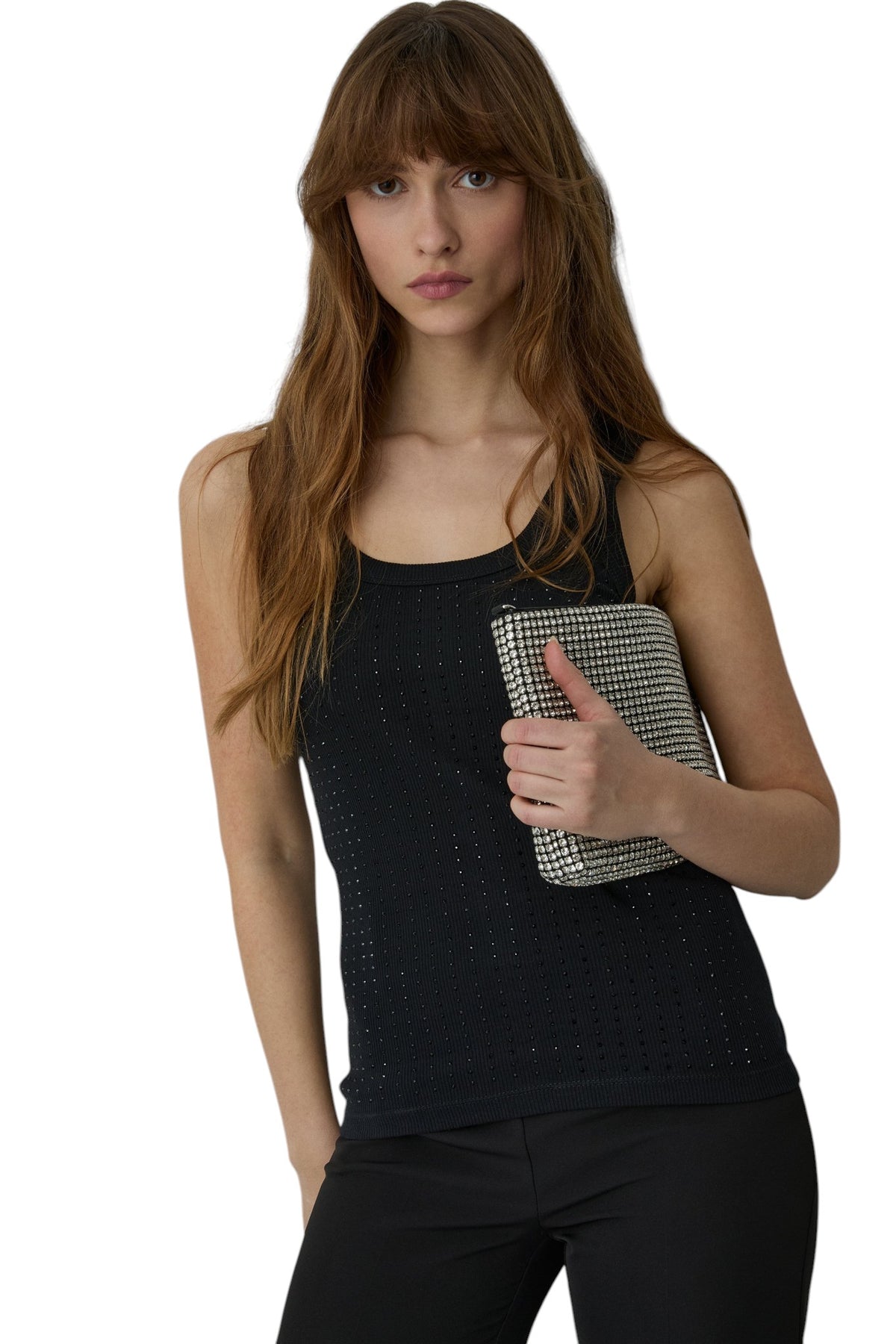 BSB Basic rib top with rhinestones