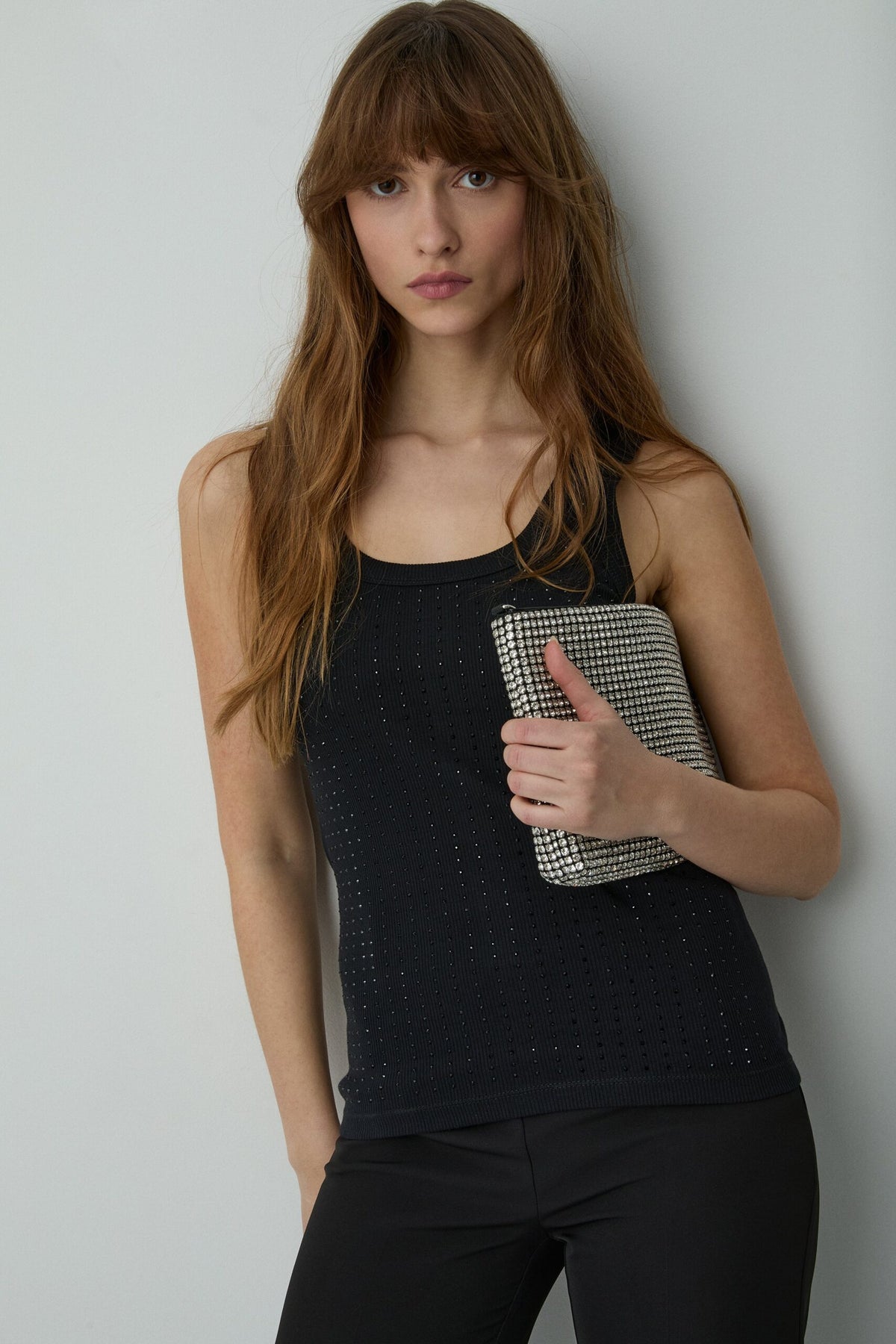BSB Basic rib top with rhinestones