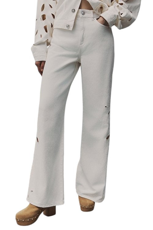 BSB Erika wide leg jeans with embroidered detail