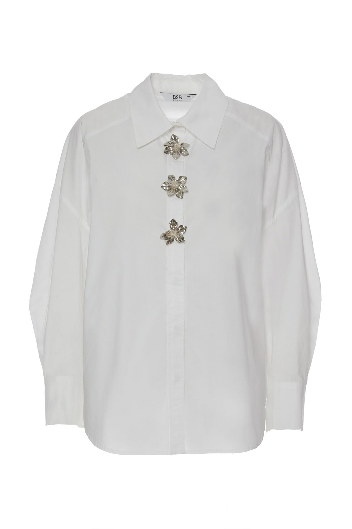 BSB Women's Oversized Cotton Shirt with Jewel Embellishments