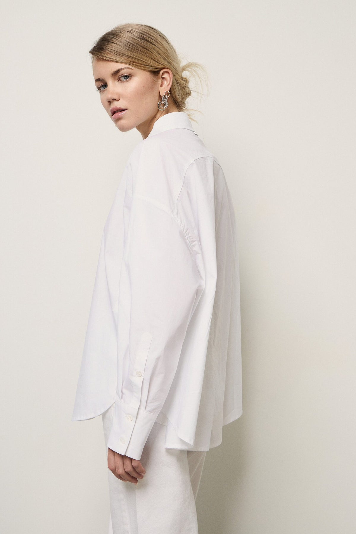 BSB Women's Oversized Cotton Shirt with Jewel Embellishments