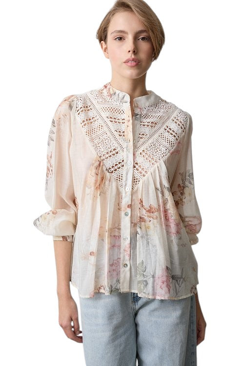 BSB Floral shirt with cutwork details
