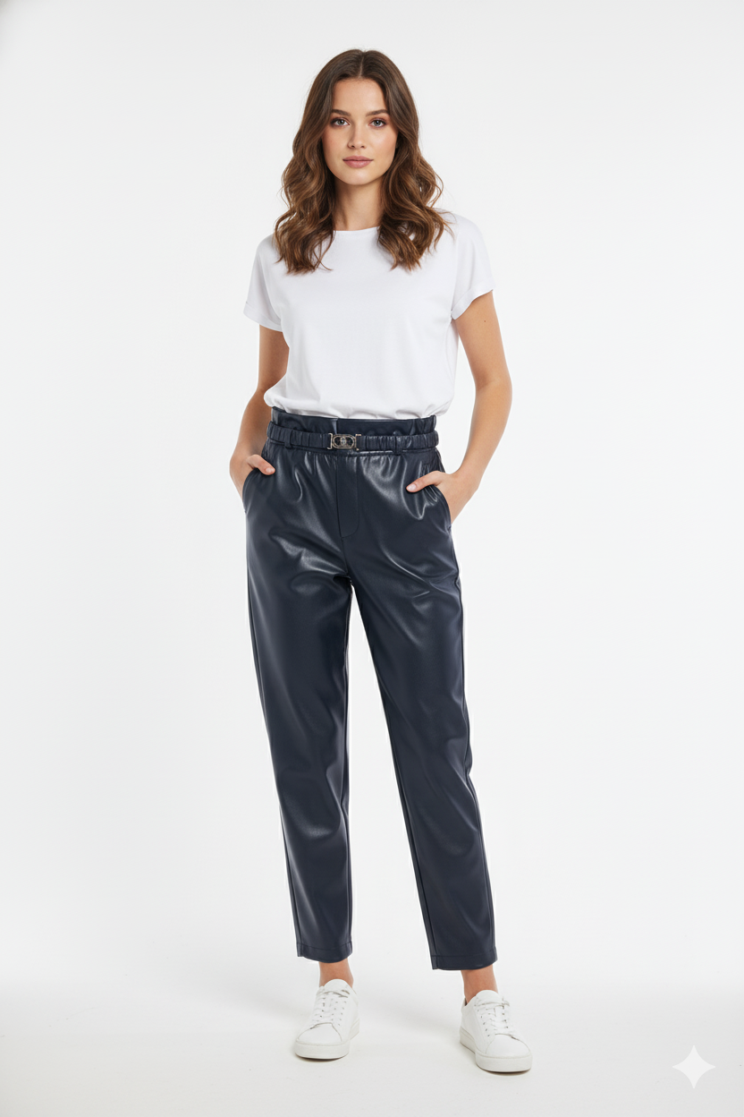 BSB Leather look trousers with belt
